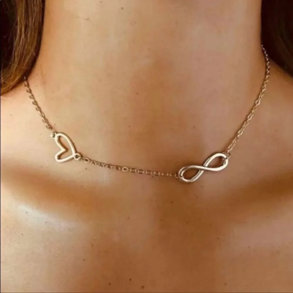 Dainty Choker Infinity & Heart Necklace